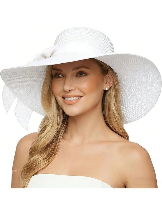 Accessories - Wide Brim Straw Beach Hat for Women - Floppy, Foldable, UPF 50+ Sun Protection
